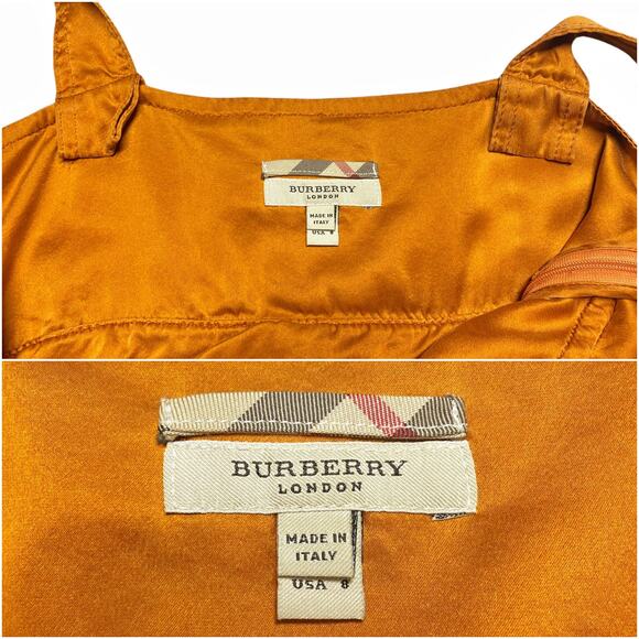 BURBERRY Vintage 90s Silk Babydoll Tank Blouse in Burnt Orange Copper Size 8 - Picture 9 of 11